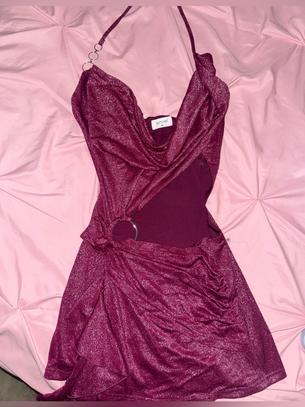 OUTCAST Haven Dress Women's Shimmery Plum Bodysuit with Ring Detail